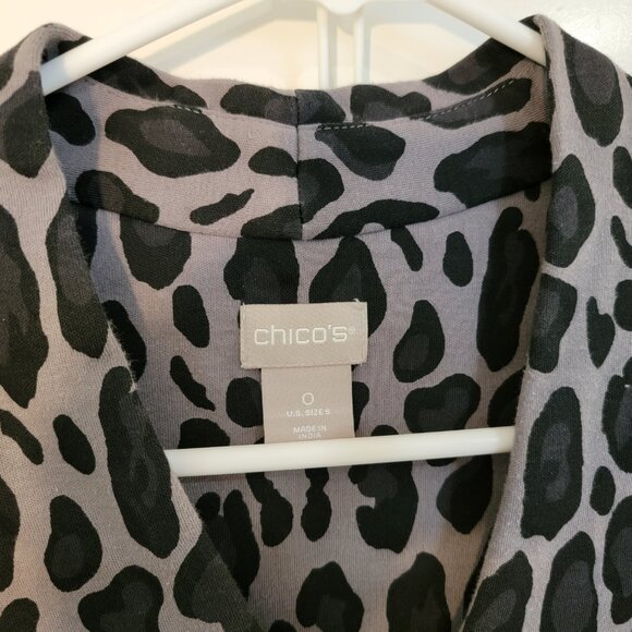 Chico's Tunic Top Animal Print Black Gray Women Size Small - Picture 3 of 14
